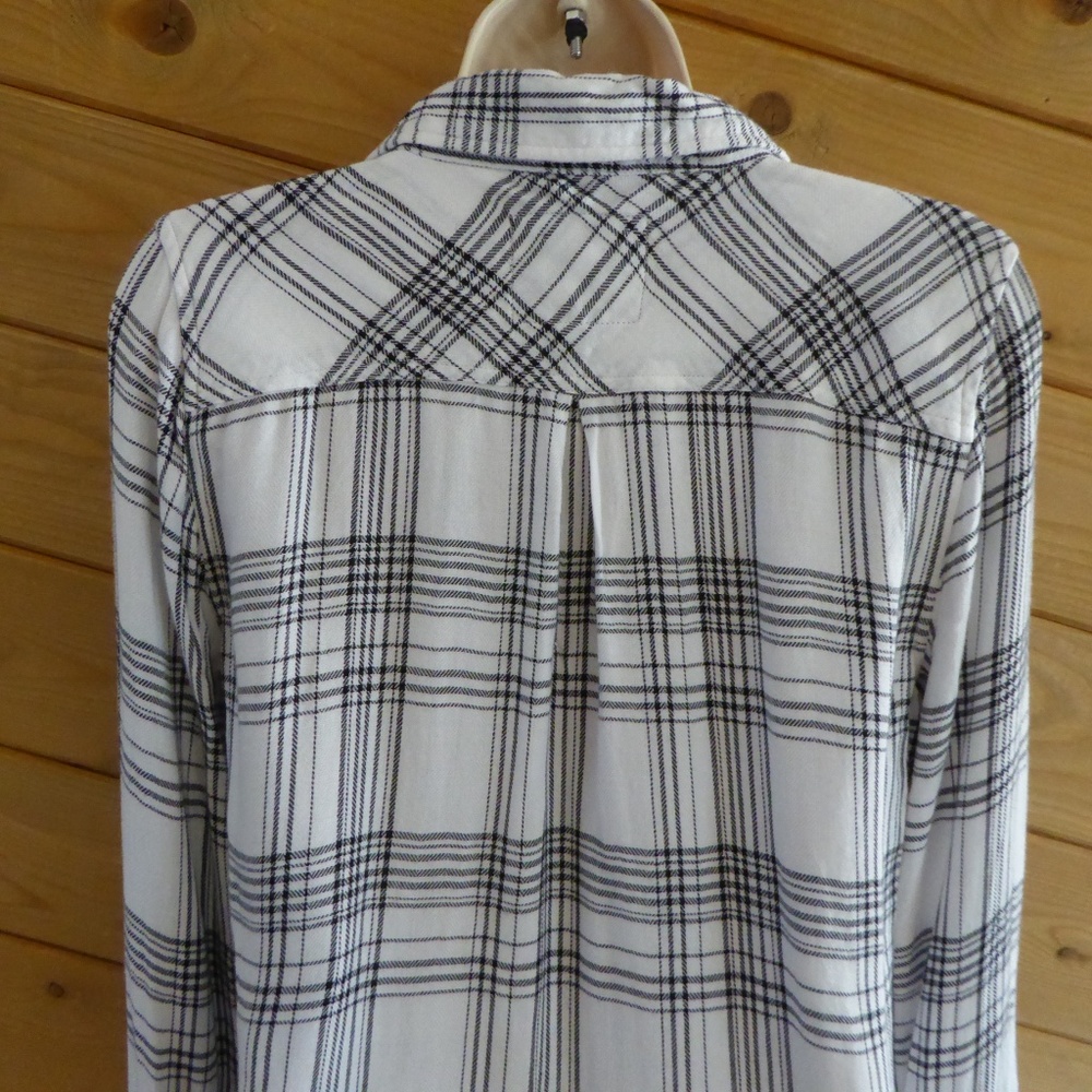 Rails Black White Check Plaid Button Up Shirt Xs - image 5